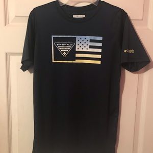 Columbia PFG Blue Fishing Shirt Boys Large L 14/16